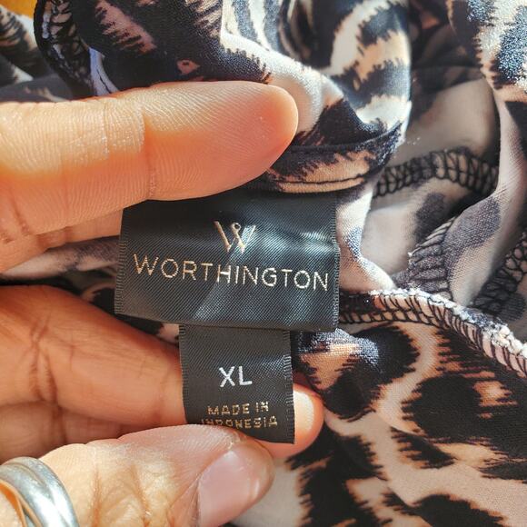 Worthington Women's Cheetah Print Mock Turtleneck Top Size XL - Picture 6 of 7